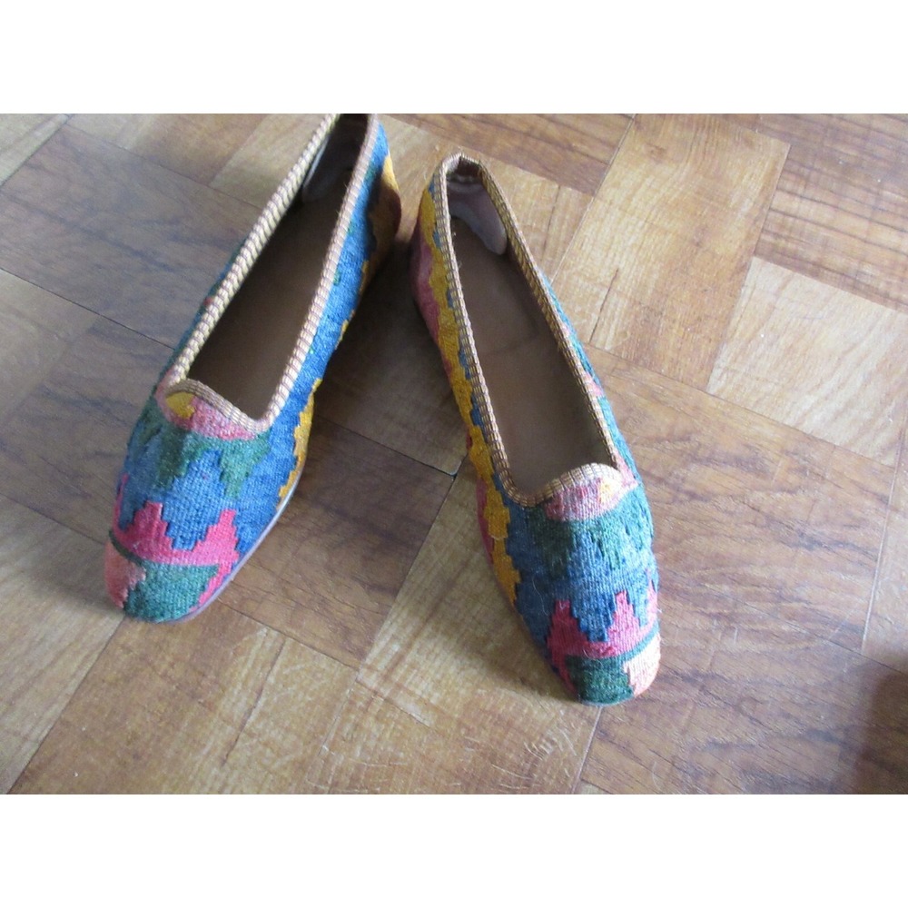 Kilim Loafers Women's Size 7.5 Turkish Carpet Handwoven Wool Shoes